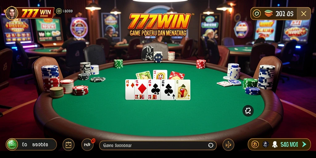 Gameplay menegangkan poker di 777WIN dengan pemain aktif.