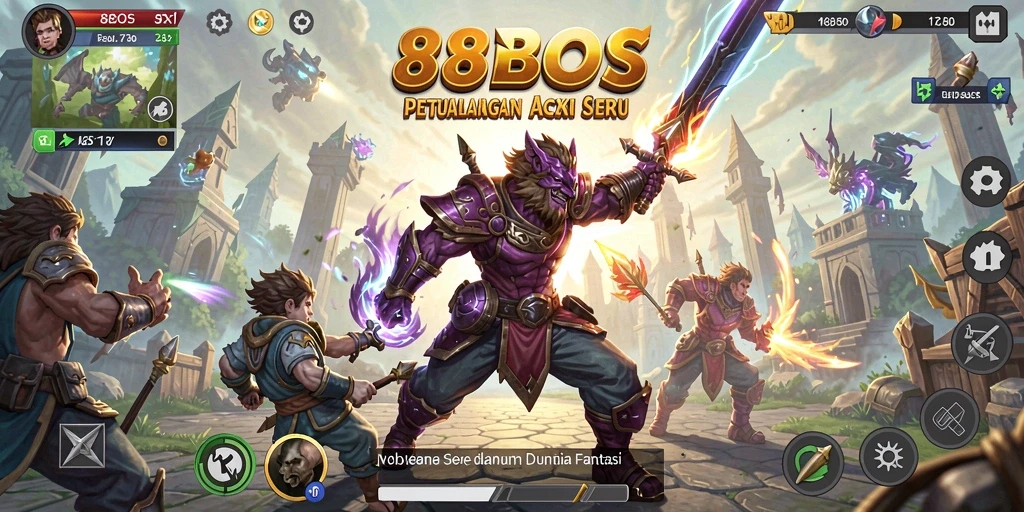 Tampilan gameplay aksi seru dari 88BOS di dunia fantasi.