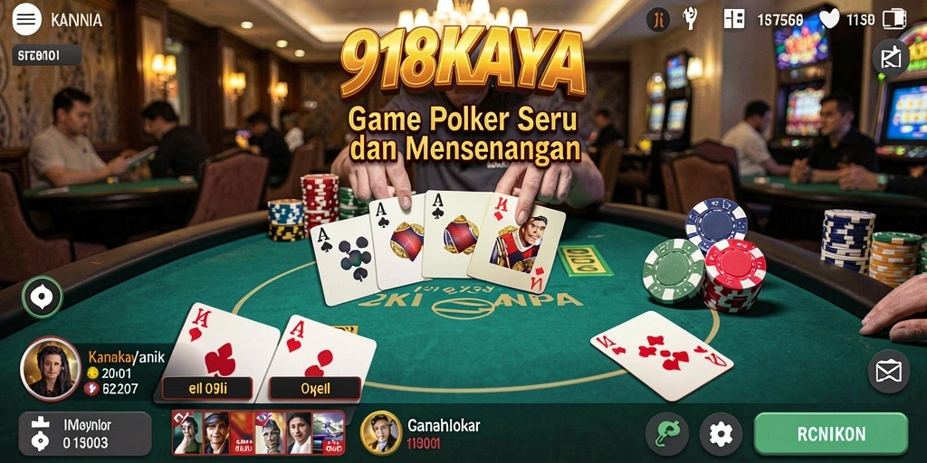Screenshot 918KAYA menampilkan pemain beraksi di meja poker.