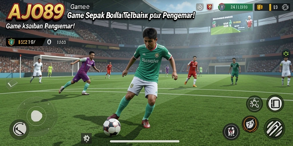 Screenshot AJO89 menunjukkan aksi seru dalam pertandingan sepak bola.