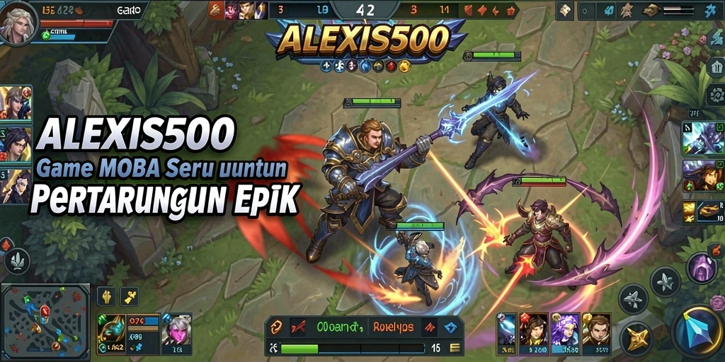 Gameplay seru dalam pertarungan MOBA ALEXIS500 yang penuh strategi.