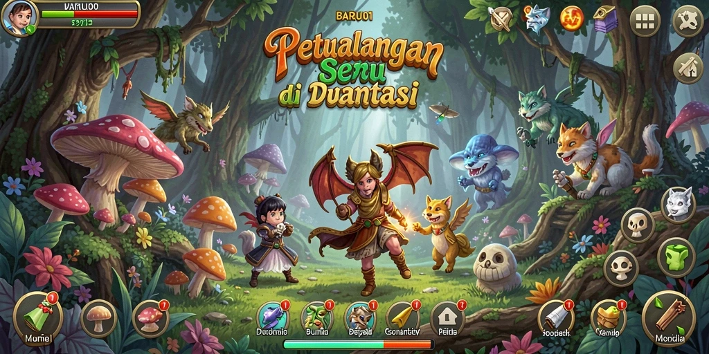 Tampilan screenshot BARU01 menampilkan aksi pertempuran di dunia RPG yang fantastis.