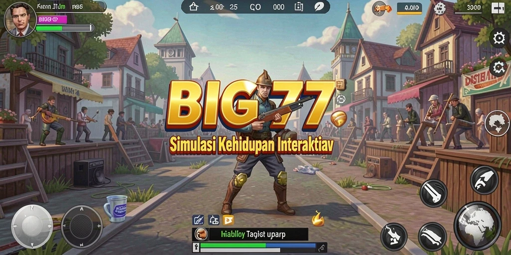 Tangkapan layar gameplay BIG77 menunjukkan simulasi kehidupan yang interaktif dan menyenangkan.