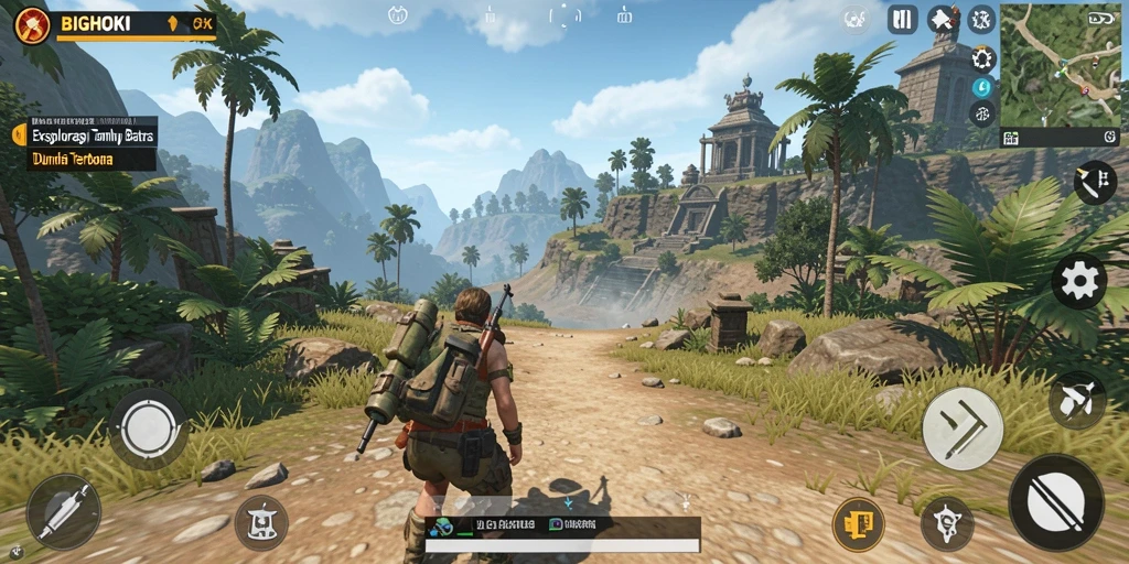 Tampilan aksi seru dalam gameplay Open World BIGHOKI.