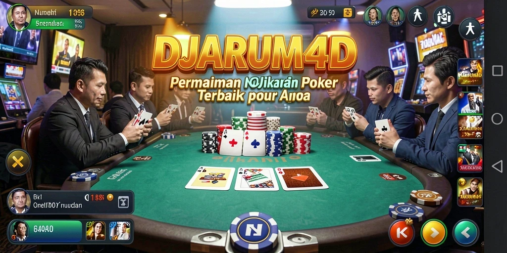 Screenshot permainan DJARUM4D menampilkan aksi poker seru dan grafis menarik.