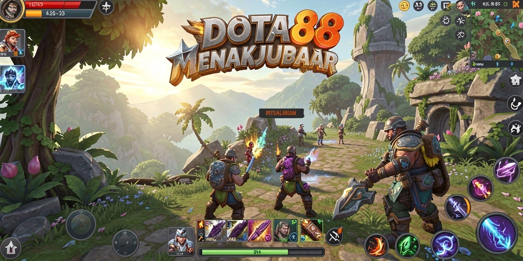 Tangkapan layar gameplay <strong>DOTA88</strong> menampilkan eksplorasi dunia terbuka yang menakjubkan.