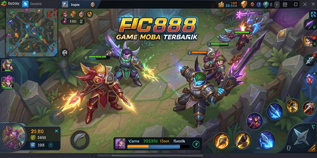 Tampilan seru dari gameplay MOBA FC888 saat pertempuran berlangsung.