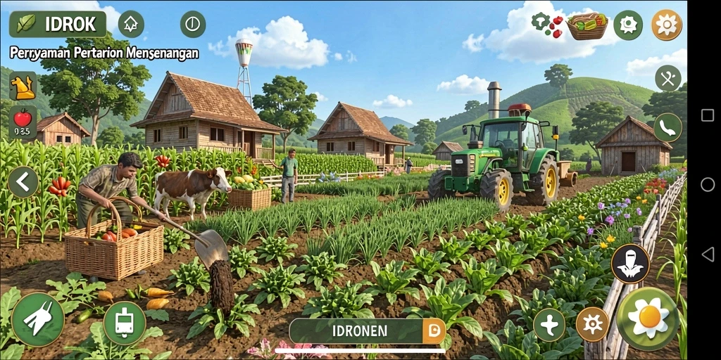 Screenshot gameplay <strong>IDROK</strong> yang menunjukkan aktivitas pertanian seru.