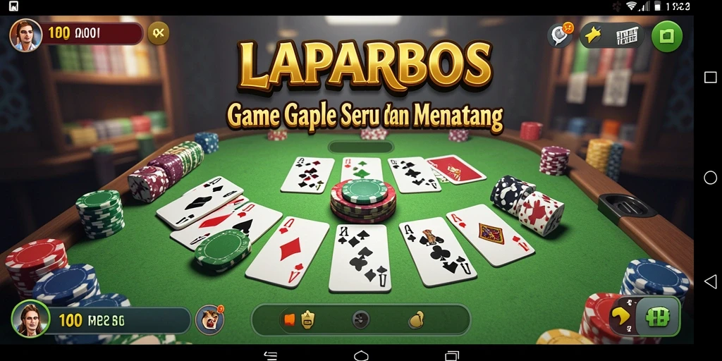 Tampilan gameplay LAPARBOS dengan suasana Gaple yang menarik.