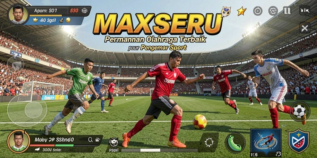 Screenshot utama MAXSERU menampilkan permainan olahraga yang seru dan kompetitif.