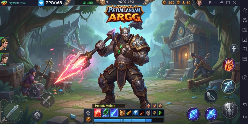 Tangkapan layar gameplay PPV88 yang menampilkan pertarungan epik di dunia fantasi.