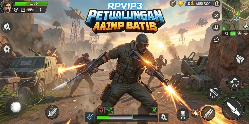 Screenshot utama RPVIP3 menampilkan aksi mendebarkan dalam pertempuran epik.