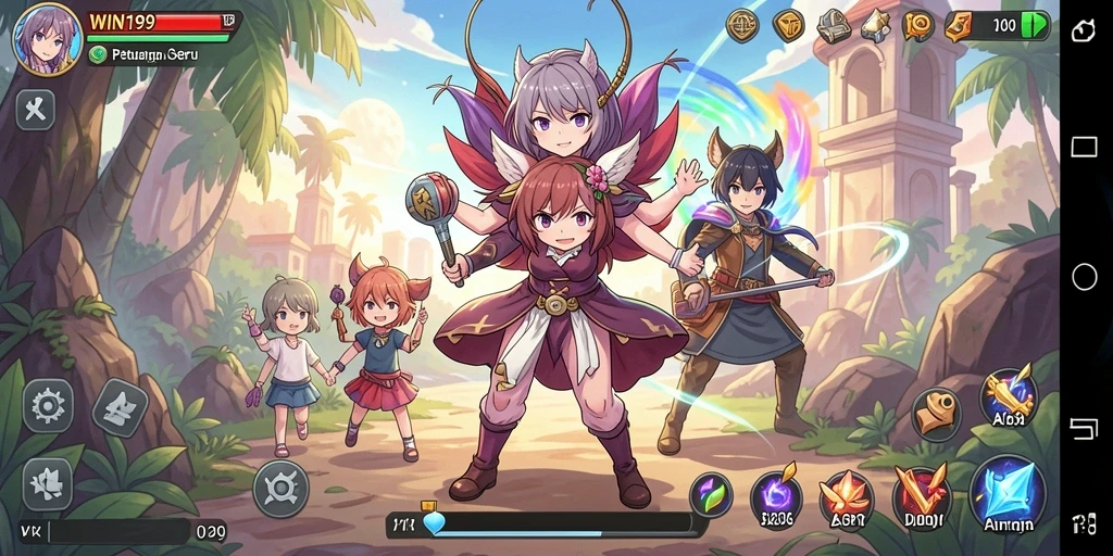 Tangkapan layar gameplay yang menampilkan aksi karakter anime yang dinamis.